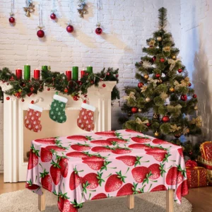 Strawberry Fruit Pattern Print Tablecloth Kitchen Home Decor