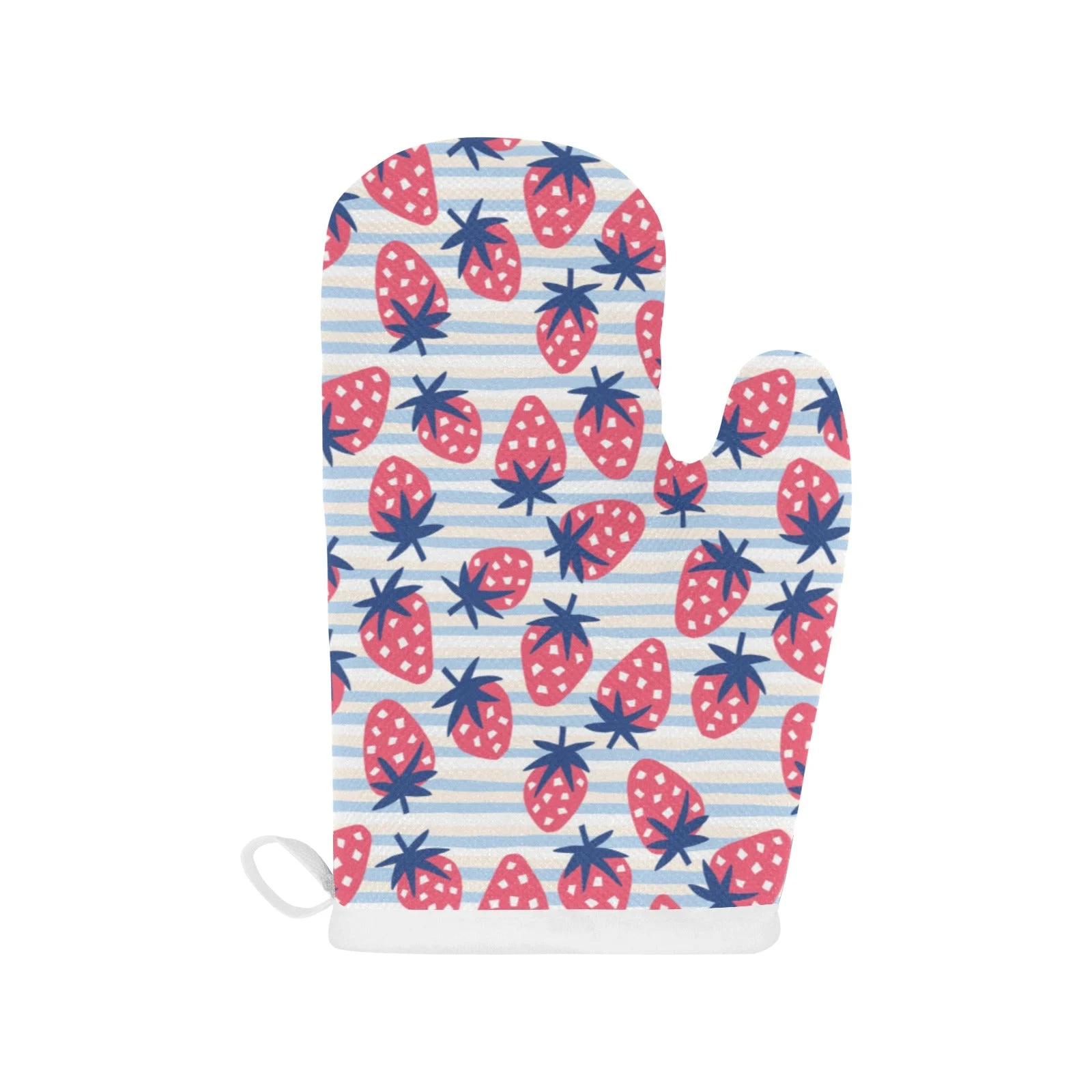 Strawberry Pattern Blue Lines Background Heat Resistant Oven Mitts Pot Holders Set Strawberry Pattern Blue Lines Background Heat Resistant Oven Mitts Pot Holders Set
