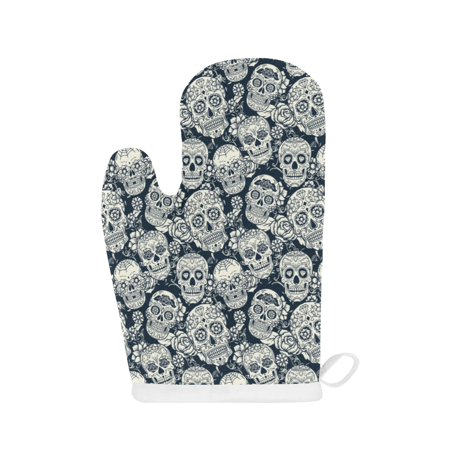 Sugar Skull Black White Pattern Heat Resistant Oven Mitts Pot Holders Set Sugar Skull Black White Pattern Heat Resistant Oven Mitts Pot Holders Set
