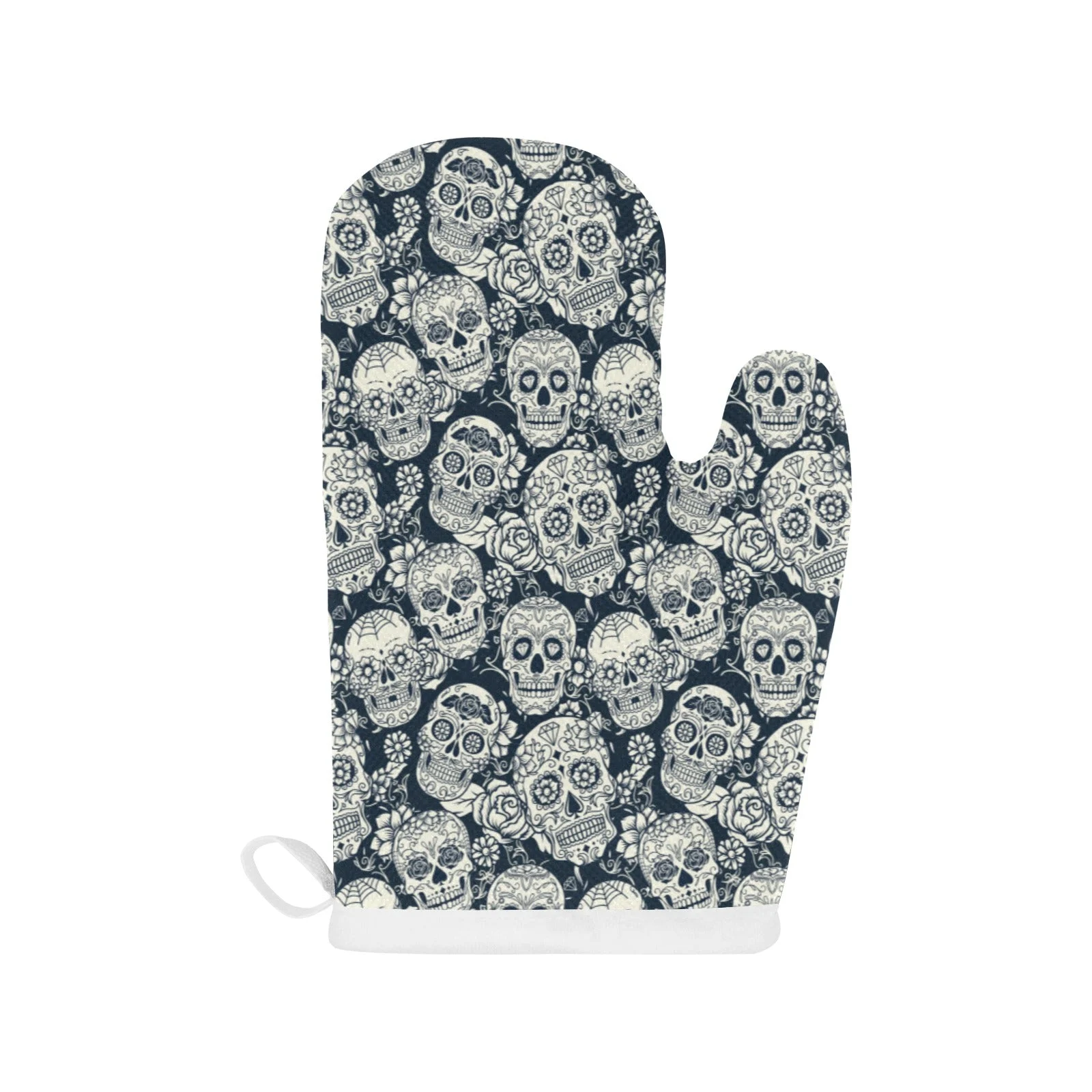 Sugar Skull Black White Pattern Heat Resistant Oven Mitts Pot Holders Set Sugar Skull Black White Pattern Heat Resistant Oven Mitts Pot Holders Set