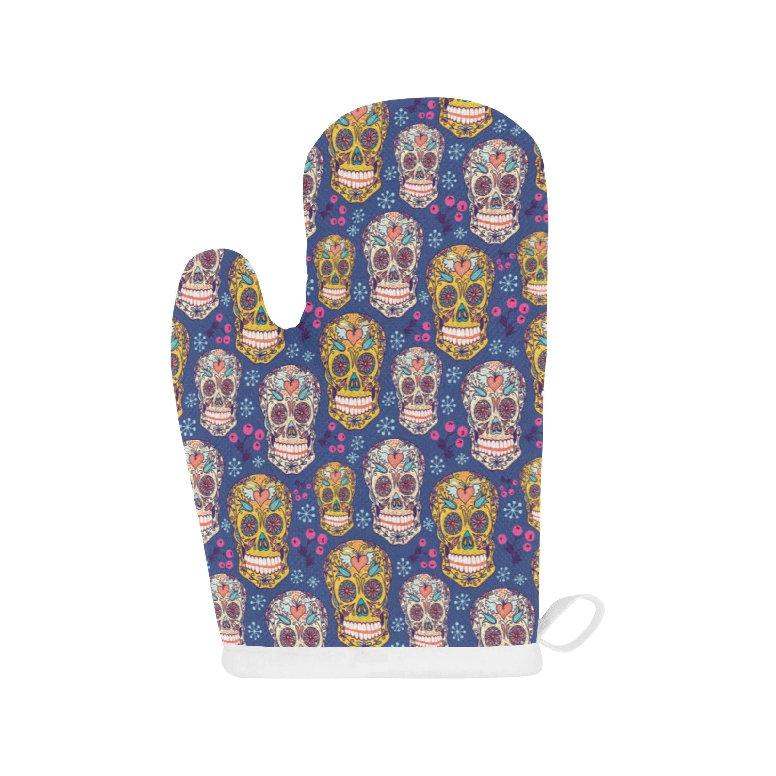 Sugar Skull Flower Pattern Heat Resistant Oven Mitts Pot Holders Set Sugar Skull Flower Pattern Heat Resistant Oven Mitts Pot Holders Set