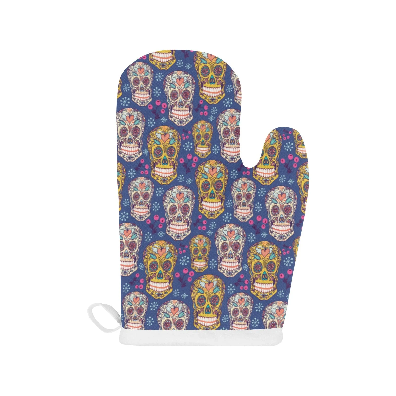 Sugar Skull Flower Pattern Heat Resistant Oven Mitts Pot Holders Set Sugar Skull Flower Pattern Heat Resistant Oven Mitts Pot Holders Set
