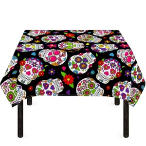 Sugar Skull Pattern Print Tablecloth Kitchen Home Decor