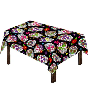 Sugar Skull Pattern Print Tablecloth Kitchen Home Decor