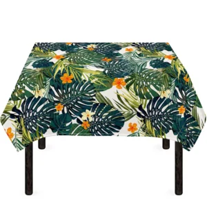 Summer Hawaiian Leaves Pattern Print Tablecloth Kitchen Home Decor