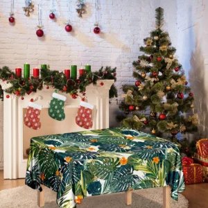 Summer Hawaiian Leaves Pattern Print Tablecloth Kitchen Home Decor