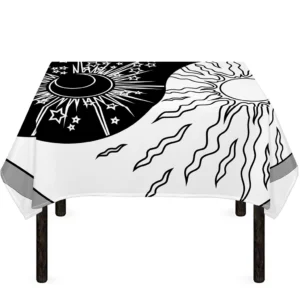 Sun And Moon Yin Yang Print Tablecloth Kitchen Home Decor