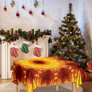 Sun Fire Kaleidoscope Print Tablecloth Kitchen Home Decor