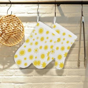 Sun Pattern Heat Resistant Oven Mitts Pot Holders Set