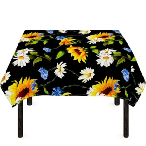 Sunflower Chamomile Pattern Print Tablecloth Kitchen Home Decor
