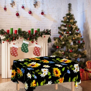 Sunflower Chamomile Pattern Print Tablecloth Kitchen Home Decor