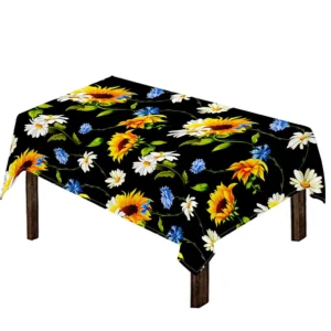 Sunflower Chamomile Pattern Print Tablecloth Kitchen Home Decor