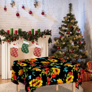 Sunflower Floral Pattern Print Tablecloth Kitchen Home Decor