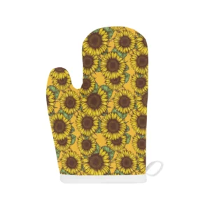 Sunflower Pattern Heat Resistant Oven Mitts Pot Holders Set