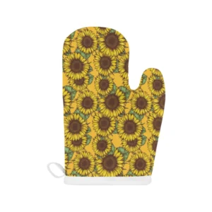 Sunflower Pattern Heat Resistant Oven Mitts Pot Holders Set