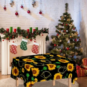 Sunflower Polygonal Pattern Print Tablecloth Kitchen Home Decor