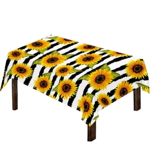 Sunflower Striped Pattern Print Tablecloth Kitchen Home Decor