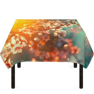 Sunrise Japanese Cherry Blossom Print Tablecloth Kitchen Home Decor