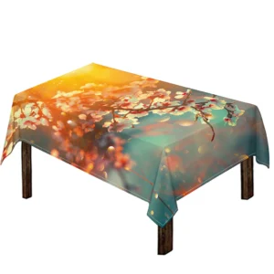 Sunrise Japanese Cherry Blossom Print Tablecloth Kitchen Home Decor