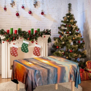 Sunrise Wave Print Tablecloth Kitchen Home Decor