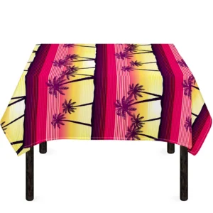 Sunset Palm Tree Pattern Print Tablecloth Kitchen Home Decor