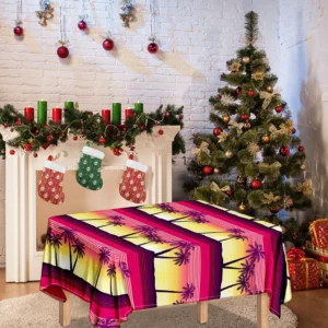 Sunset Palm Tree Pattern Print Tablecloth Kitchen Home Decor