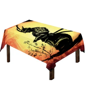 Sunset Samurai Warrior Print Tablecloth Kitchen Home Decor