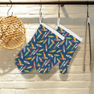 Surfboard Pattern Print Design 01 Heat Resistant Oven Mitts & Pot Holders Set