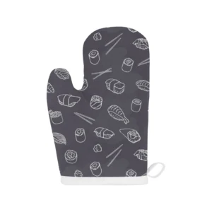 Sushi Pattern Black Background Heat Resistant Oven Mitts Pot Holders Set