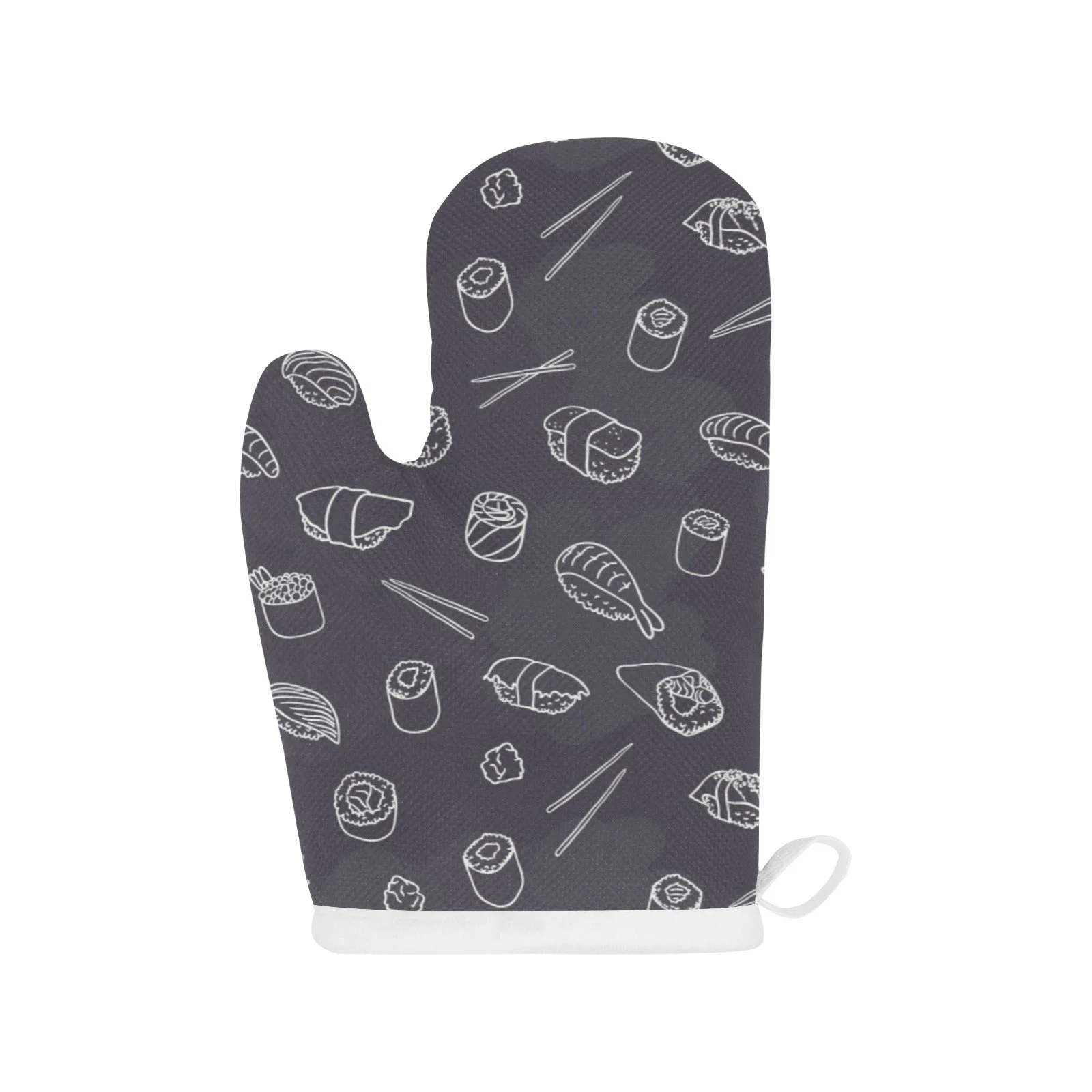 Sushi Pattern Black Background Heat Resistant Oven Mitts Pot Holders Set Sushi Pattern Black Background Heat Resistant Oven Mitts Pot Holders Set