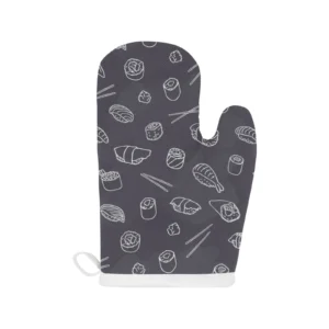 Sushi Pattern Black Background Heat Resistant Oven Mitts Pot Holders Set