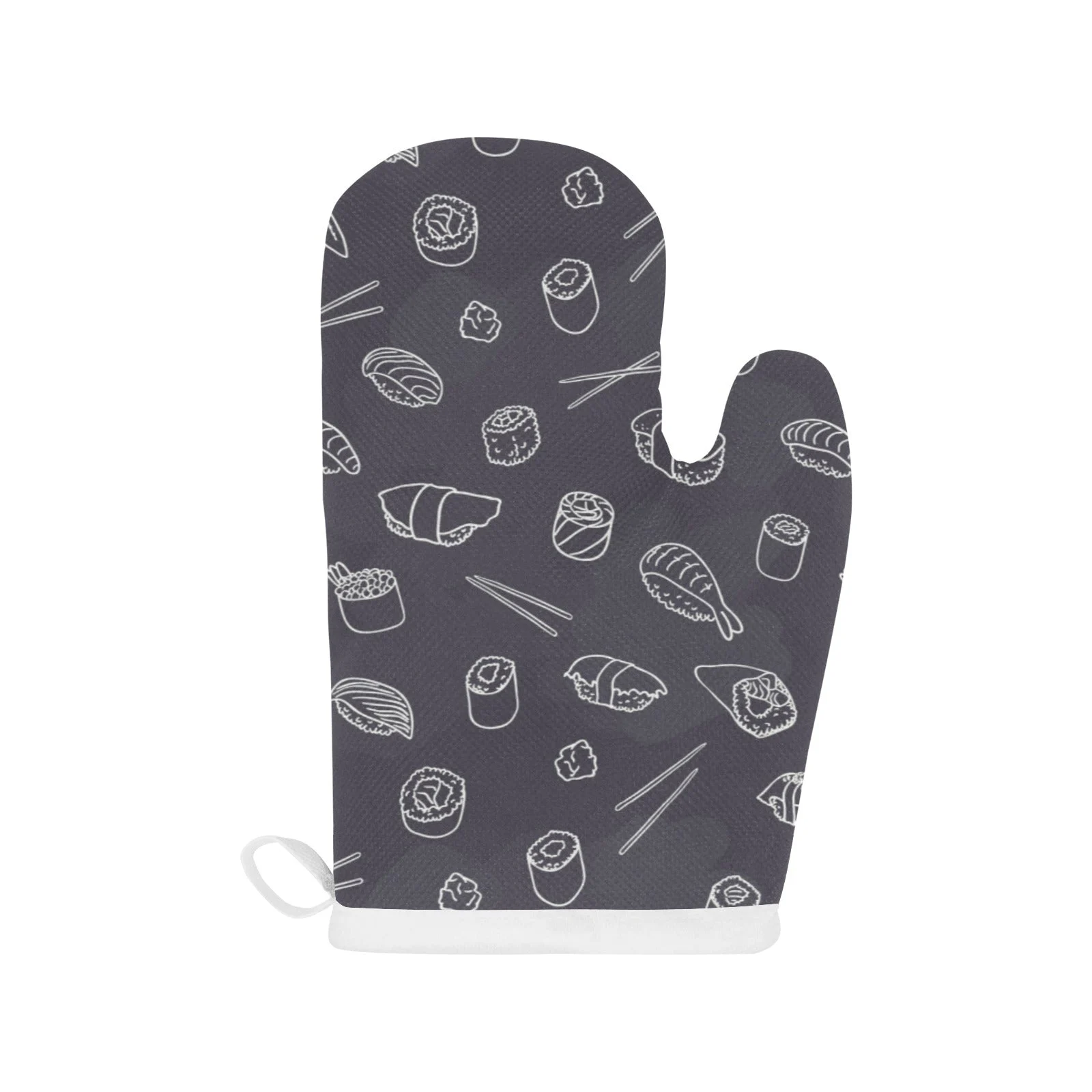 Sushi Pattern Black Background Heat Resistant Oven Mitts Pot Holders Set Sushi Pattern Black Background Heat Resistant Oven Mitts Pot Holders Set