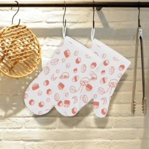 Sushi Pattern Heat Resistant Oven Mitts Pot Holders Set