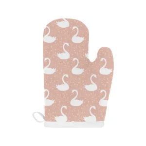 Swan Flower Light Pink Background Heat Resistant Oven Mitts Pot Holders Set