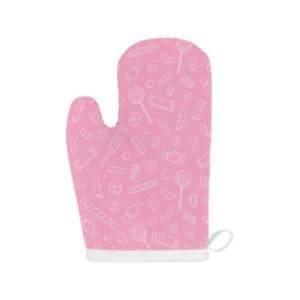 Sweet Candy Pink Background Heat Resistant Oven Mitts Pot Holders Set
