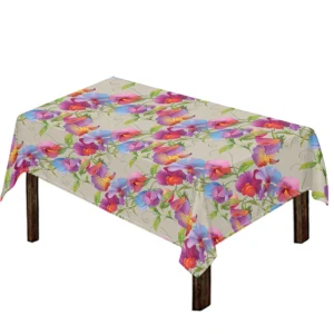 Sweet Pea Flower Pattern Print Tablecloth Kitchen Home Decor