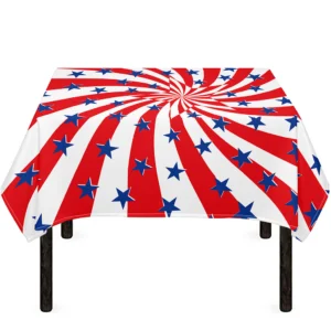 Swirl American Patriotic Star Print Tablecloth Kitchen Home Decor