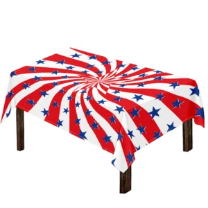 Swirl American Patriotic Star Print Tablecloth Kitchen Home Decor