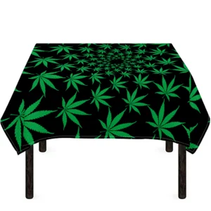 Swirl Cannabis Leaf Print Tablecloth Kitchen Home Decor