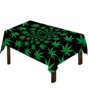 Swirl Cannabis Leaf Print Tablecloth Kitchen Home Decor