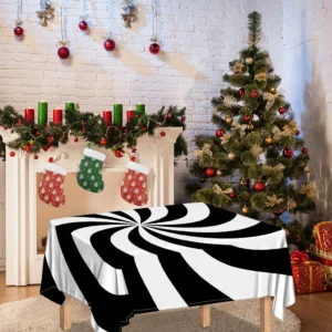 Swirl Optical Illusion Print Tablecloth Kitchen Home Decor