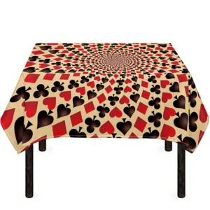 Swirl Playing Card Suits Print Tablecloth Kitchen Home Decor