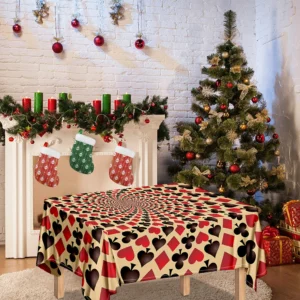 Swirl Playing Card Suits Print Tablecloth Kitchen Home Decor