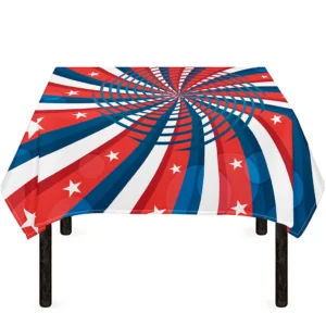 Swirly American Patriotic Print Tablecloth Kitchen Home Decor