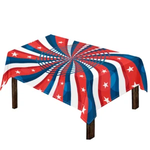 Swirly American Patriotic Print Tablecloth Kitchen Home Decor