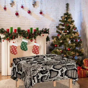 Tan And Black Snakeskin Print Tablecloth Kitchen Home Decor