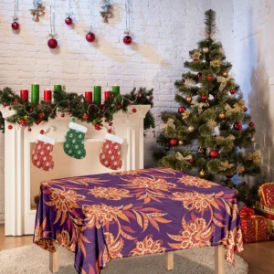 Tangerine Floral Bohemian Pattern Print Tablecloth Kitchen Home Decor