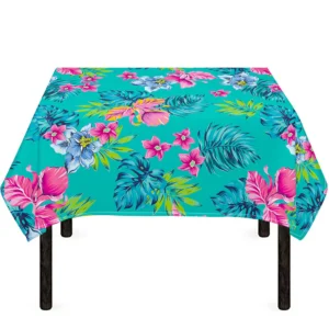 Teal Aloha Tropical Pattern Print Tablecloth Kitchen Home Decor