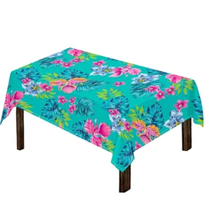 Teal Aloha Tropical Pattern Print Tablecloth Kitchen Home Decor