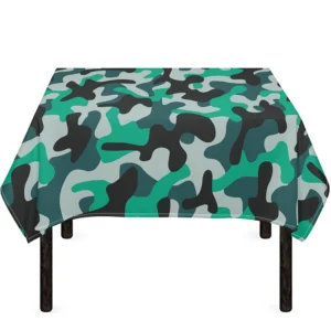 Teal And Black Camouflage Print Tablecloth Kitchen Home Decor